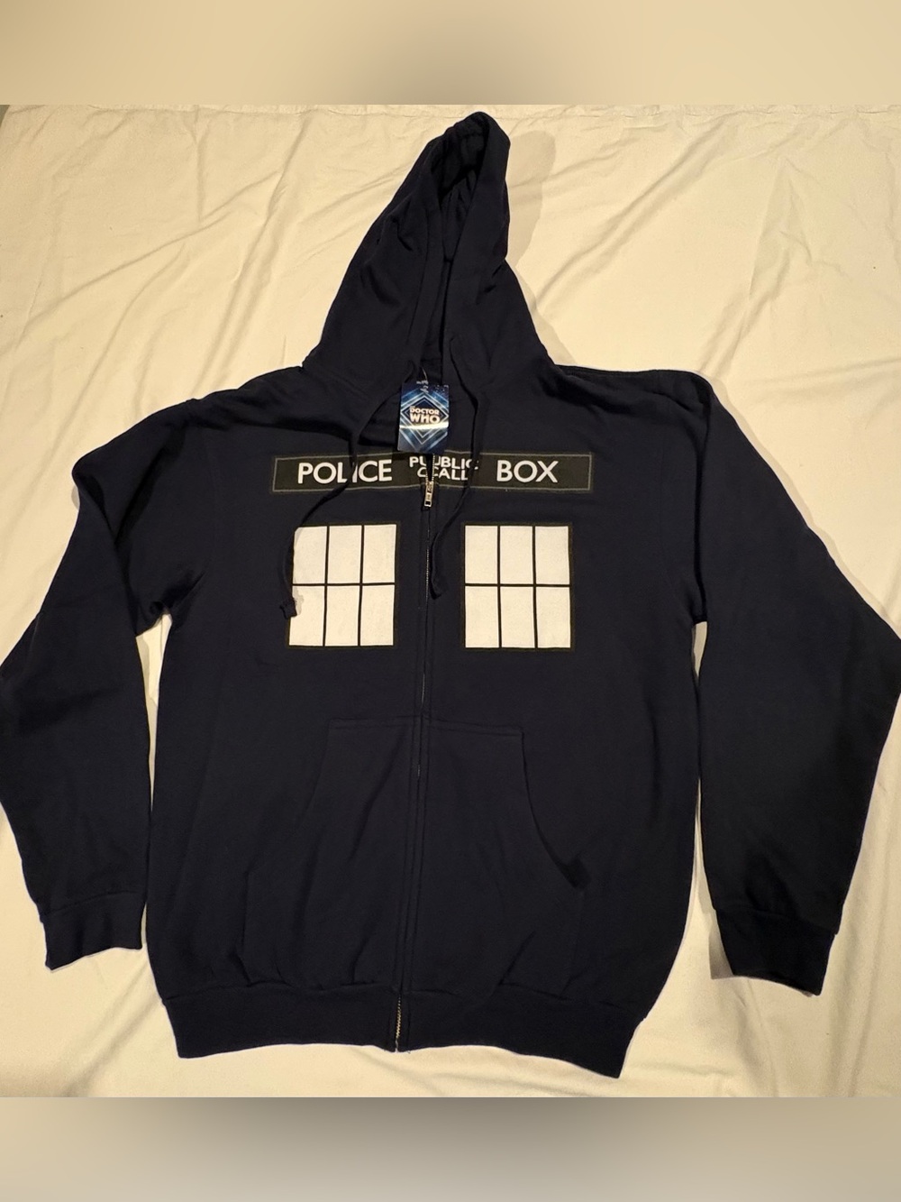 Dr Who Tardis Sweatshirt Black Police Box Follow Me Hoodie MEDIUM W/Tag
